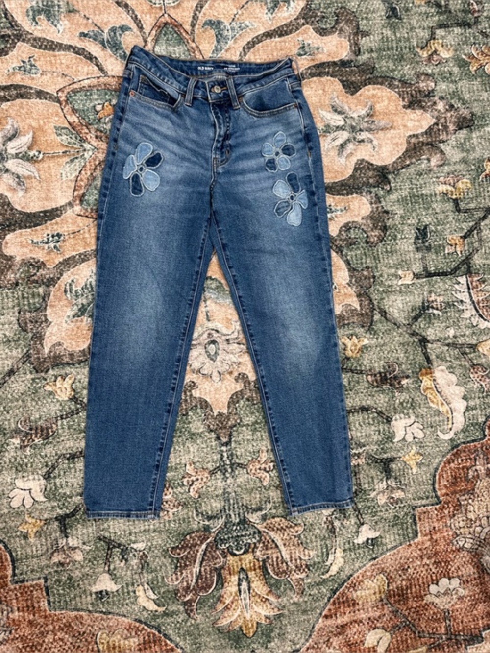 Old Navy Blue Embroidered Skinny Jeans
